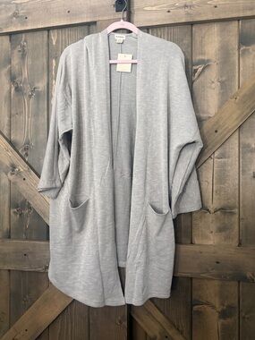 DONNI. Light Gray Open-Front Cardigan Sweater